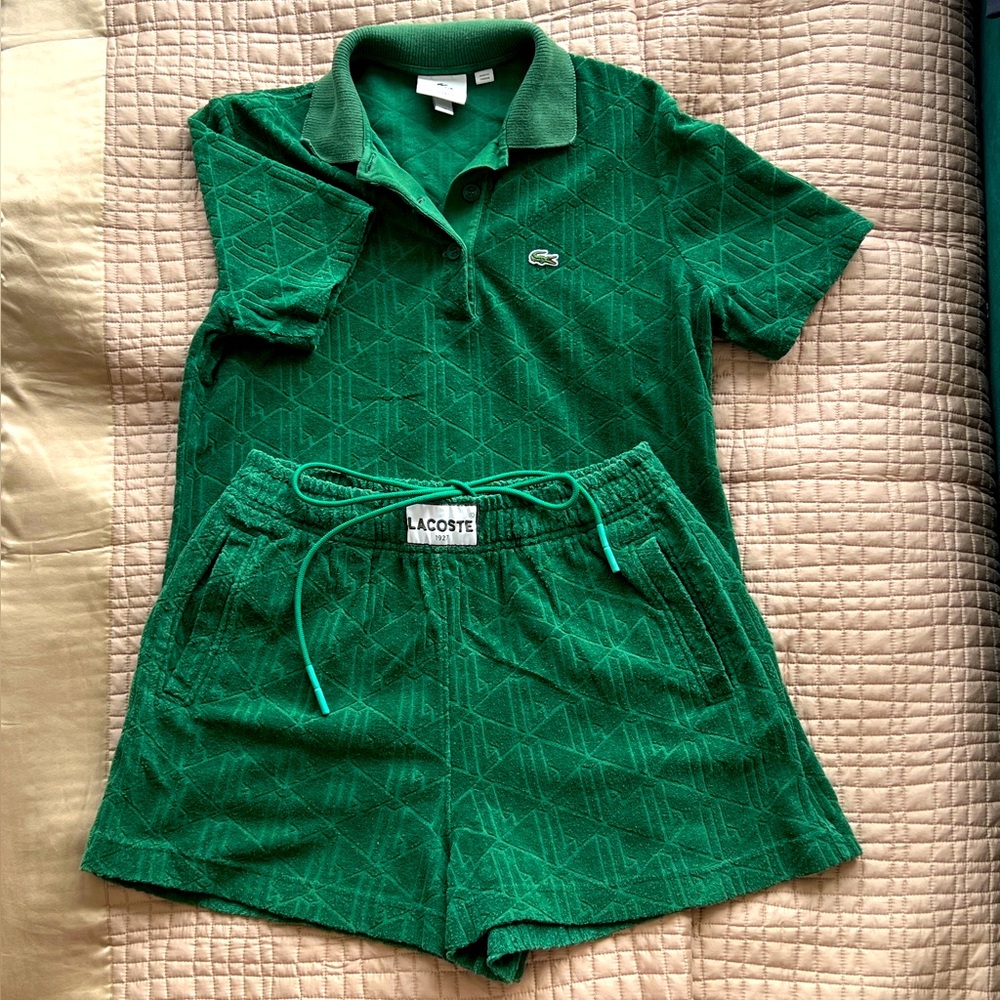 Lacoste logo embossed terry cotton logo set (S/M)